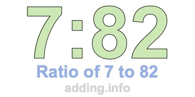 Ratio of 7 to 82 Ratio of 7 to 82