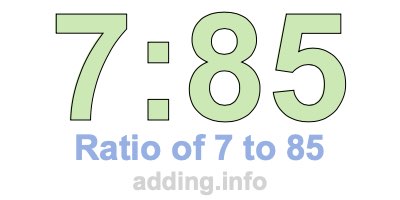 Ratio of 7 to 85 Ratio of 7 to 85