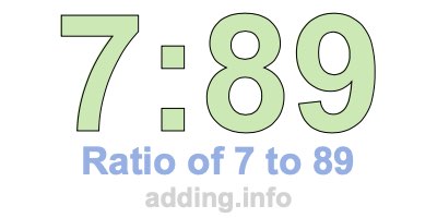 Ratio of 7 to 89 Ratio of 7 to 89