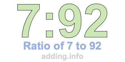 Ratio of 7 to 92 Ratio of 7 to 92