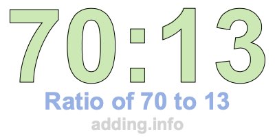 Ratio of 70 to 13 Ratio of 70 to 13