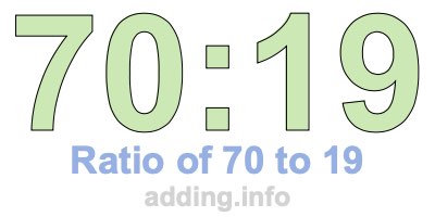 Ratio of 70 to 19 Ratio of 70 to 19