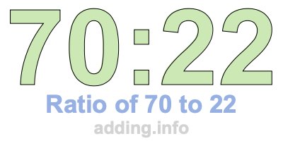 Ratio of 70 to 22 Ratio of 70 to 22