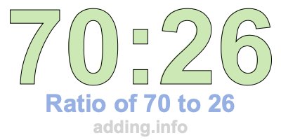 Ratio of 70 to 26 Ratio of 70 to 26