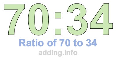 Ratio of 70 to 34 Ratio of 70 to 34