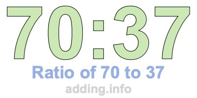 Ratio of 70 to 37 Ratio of 70 to 37