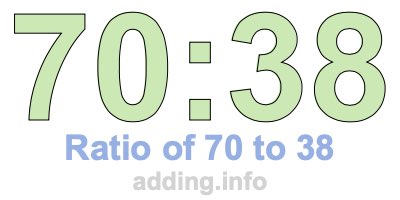 Ratio of 70 to 38 Ratio of 70 to 38