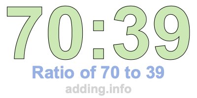 Ratio of 70 to 39 Ratio of 70 to 39