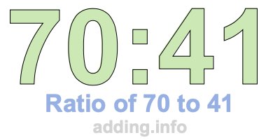 Ratio of 70 to 41 Ratio of 70 to 41