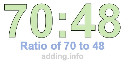 Ratio of 70 to 48 Ratio of 70 to 48