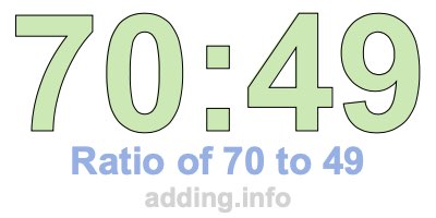 Ratio of 70 to 49 Ratio of 70 to 49