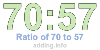 Ratio of 70 to 57 Ratio of 70 to 57