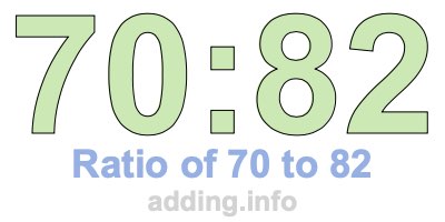 Ratio of 70 to 82 Ratio of 70 to 82