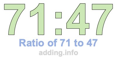 Ratio of 71 to 47