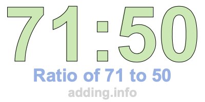 Ratio of 71 to 50
