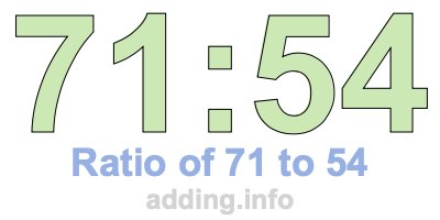 Ratio of 71 to 54 Ratio of 71 to 54