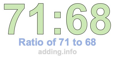 Ratio of 71 to 68