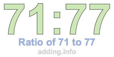 Ratio of 71 to 77