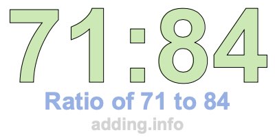 Ratio of 71 to 84