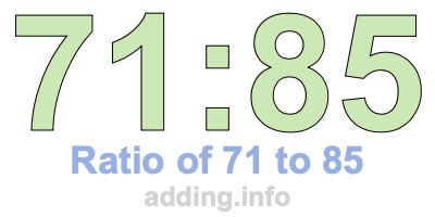 Ratio of 71 to 85