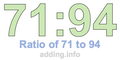 Ratio of 71 to 94