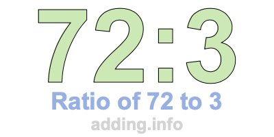 Ratio of 72 to 3 Ratio of 72 to 3