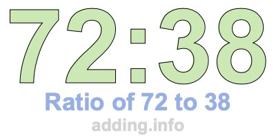 Ratio of 72 to 38 Ratio of 72 to 38