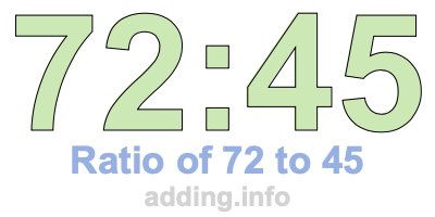 Ratio of 72 to 45 Ratio of 72 to 45