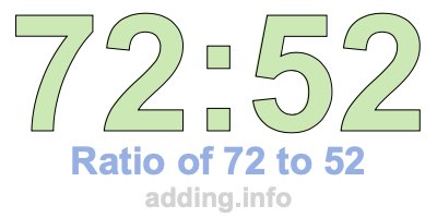 Ratio of 72 to 52 Ratio of 72 to 52