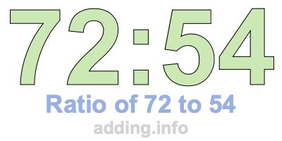 Ratio of 72 to 54 Ratio of 72 to 54