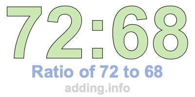 Ratio of 72 to 68 Ratio of 72 to 68