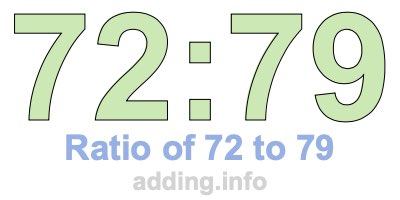 Ratio of 72 to 79 Ratio of 72 to 79