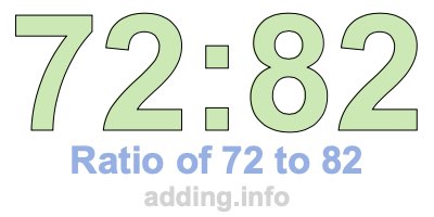 Ratio of 72 to 82 Ratio of 72 to 82