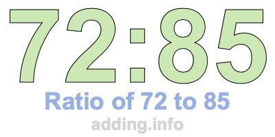 Ratio of 72 to 85 Ratio of 72 to 85