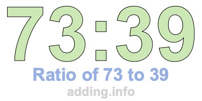Ratio of 73 to 39 Ratio of 73 to 39