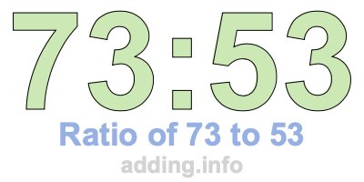 Ratio of 73 to 53 Ratio of 73 to 53