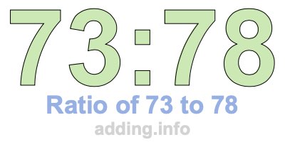 Ratio of 73 to 78 Ratio of 73 to 78