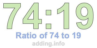 Ratio of 74 to 19 Ratio of 74 to 19