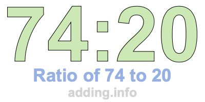 Ratio of 74 to 20 Ratio of 74 to 20