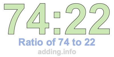 Ratio of 74 to 22 Ratio of 74 to 22