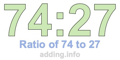 Ratio of 74 to 27