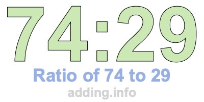 Ratio of 74 to 29 Ratio of 74 to 29
