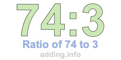 Ratio of 74 to 3 Ratio of 74 to 3