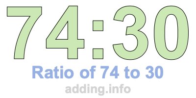 Ratio of 74 to 30 Ratio of 74 to 30