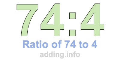 Ratio of 74 to 4 Ratio of 74 to 4