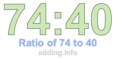 Ratio of 74 to 40 Ratio of 74 to 40