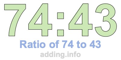 Ratio of 74 to 43 Ratio of 74 to 43