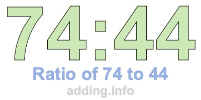 Ratio of 74 to 44 Ratio of 74 to 44
