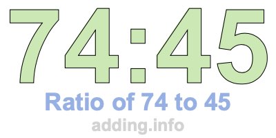 Ratio of 74 to 45 Ratio of 74 to 45