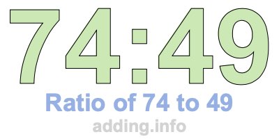 Ratio of 74 to 49 Ratio of 74 to 49